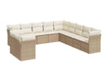11-piece garden furniture set with beige resin wicker cushions 45529UJLO
