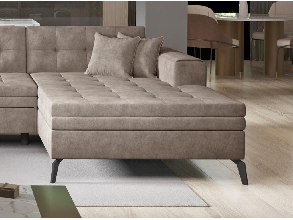 Sunmeub 350cm Brown Leather-Effect Upholstered Panoramic Sofa Bed 24088YYPD