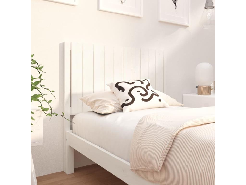 White Headboard 105.5x4x100 cm Solid Pine Wood 75699COAQ