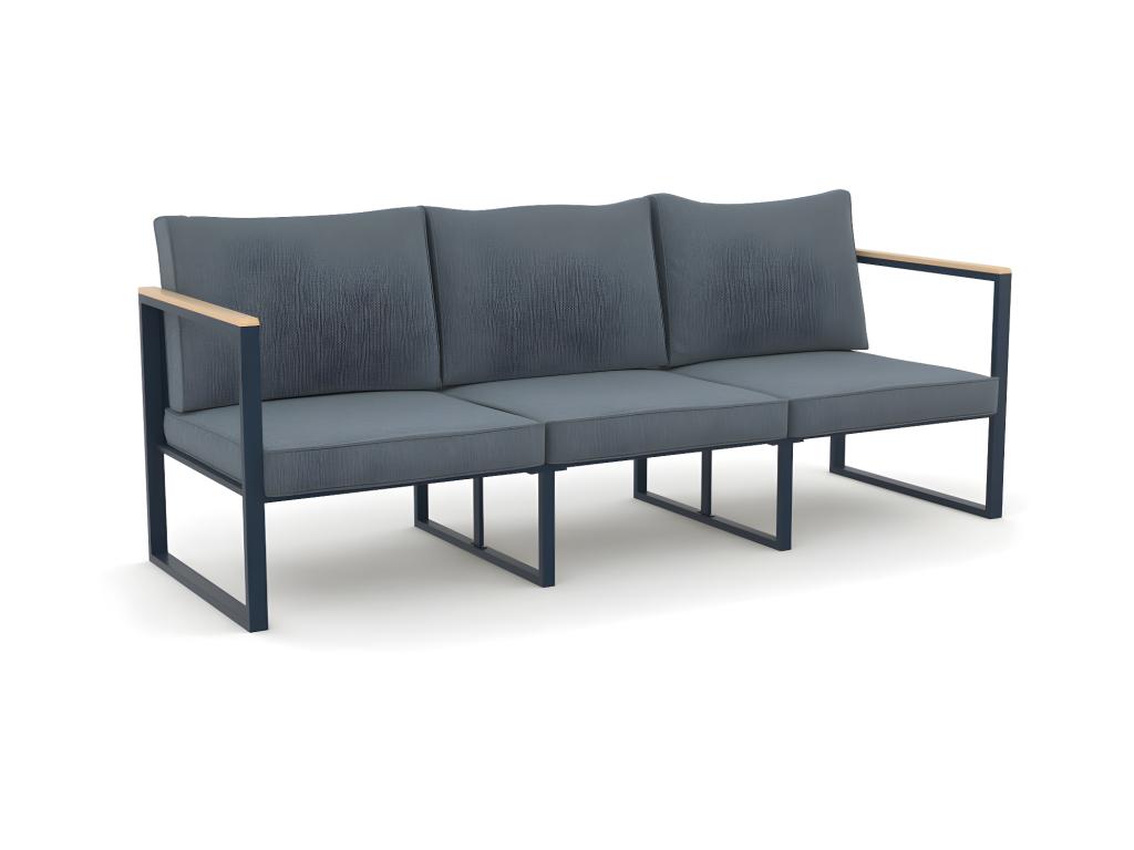 5-Seater Aluminum Polywood Corner Garden Lounge Set in Grey and Natural - Sunmeub 62896UATQ