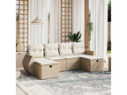 6-piece garden furniture set with cushions, beige wicker resin, 41918UWPG