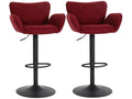 Sunmeub-M67 bar stool, set of 2, burgundy, black legs, 92677WTBM