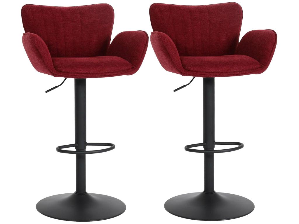 Sunmeub-M67 bar stool, set of 2, burgundy, black legs, 92677WTBM