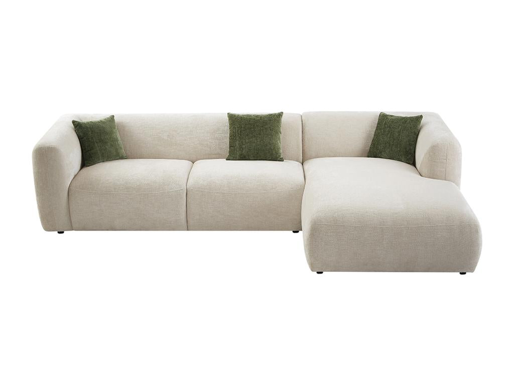 Sunmeub 13760VIND Beige Fabric Right-Hand Corner Sofa