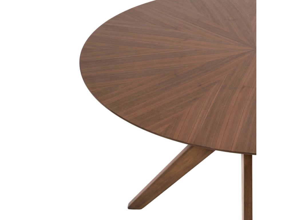 Sunmeub round dining table in oak or walnut – Harmony of charm and natural style – Brown color – Diameter 120 cm 62872ZEZM