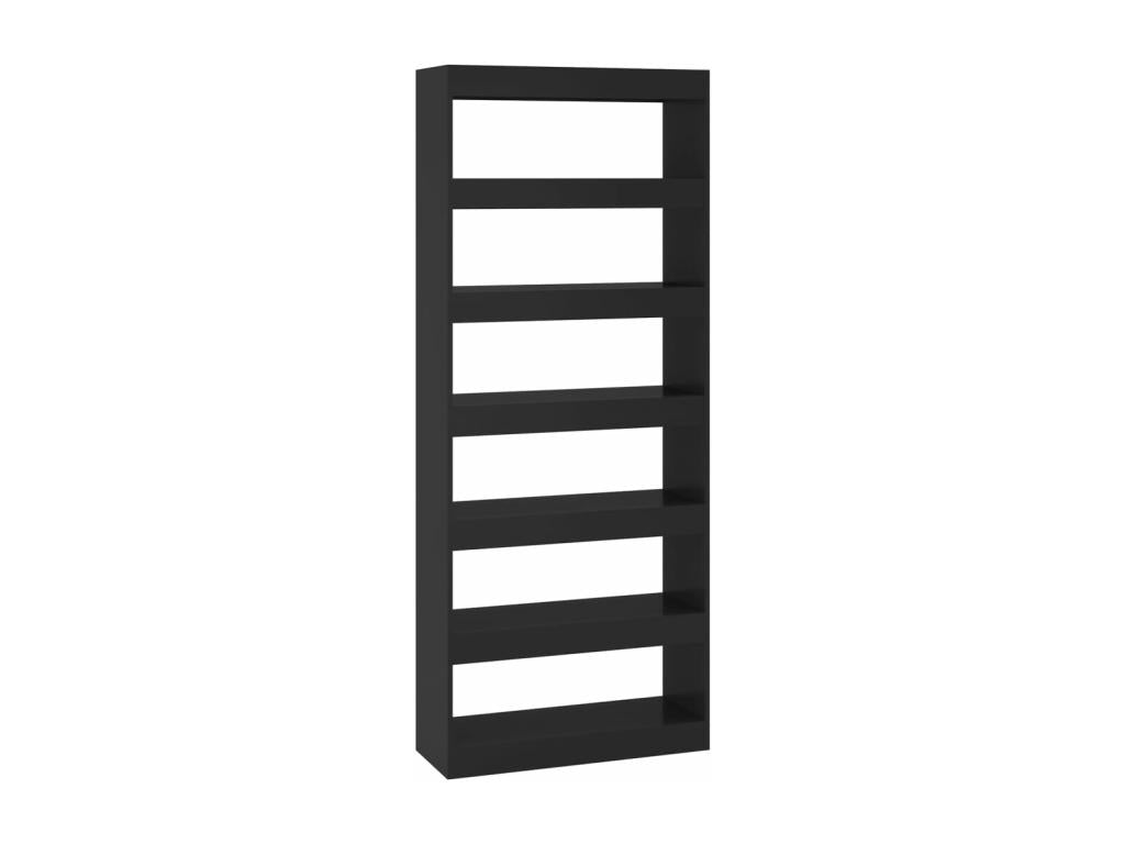 Black engineered wood bookcase/room divider 11121JVEO