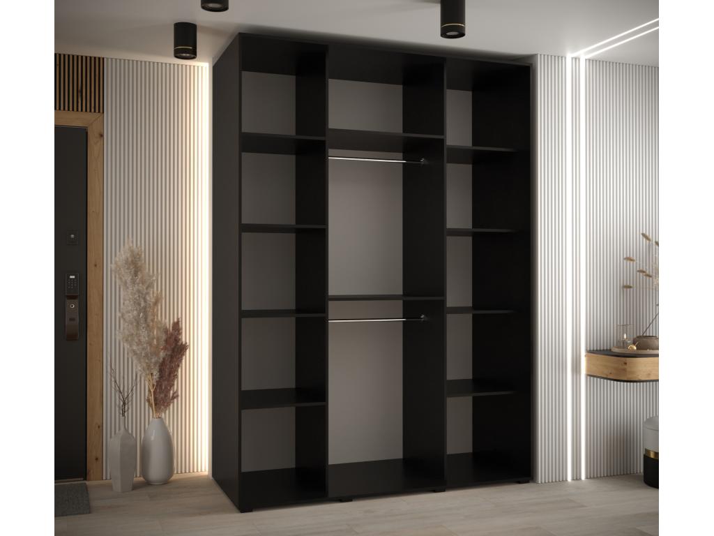 Sunmeub 3-Door Sliding Wardrobe 235.2/160/60 cm, Black/White/Silver, 22842NFVY