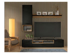 Sunmeub wall-mounted shelf, oak/matte black, 115x20x20cm (WxDxH), 61366ELIJ
