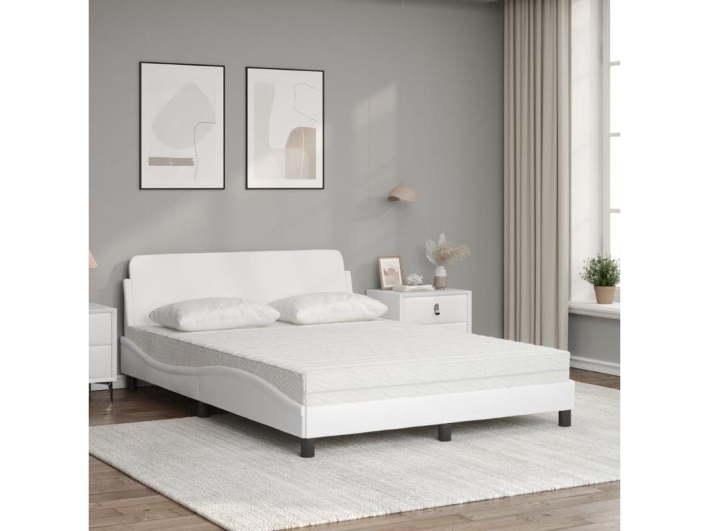 Bed with white mattress 120x200 cm faux leather 18544WSMR