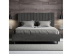Sunmeub 35982ALXA Double Bed without Slatted Base, Upholstered, 140x190cm, Grey Microfiber