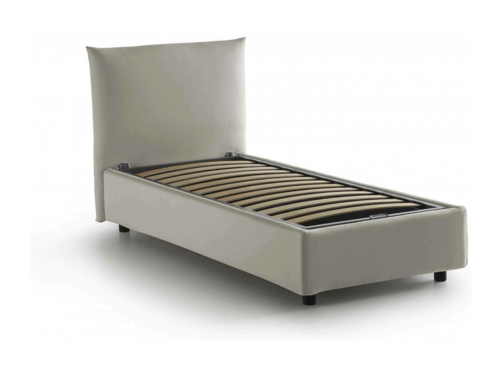 Sunmeub Single Bed with Storage, Fabric Upholstery, Made in Italy, Front Opening, Suitable for 80x190 cm Mattress, Beige 75621FUYG