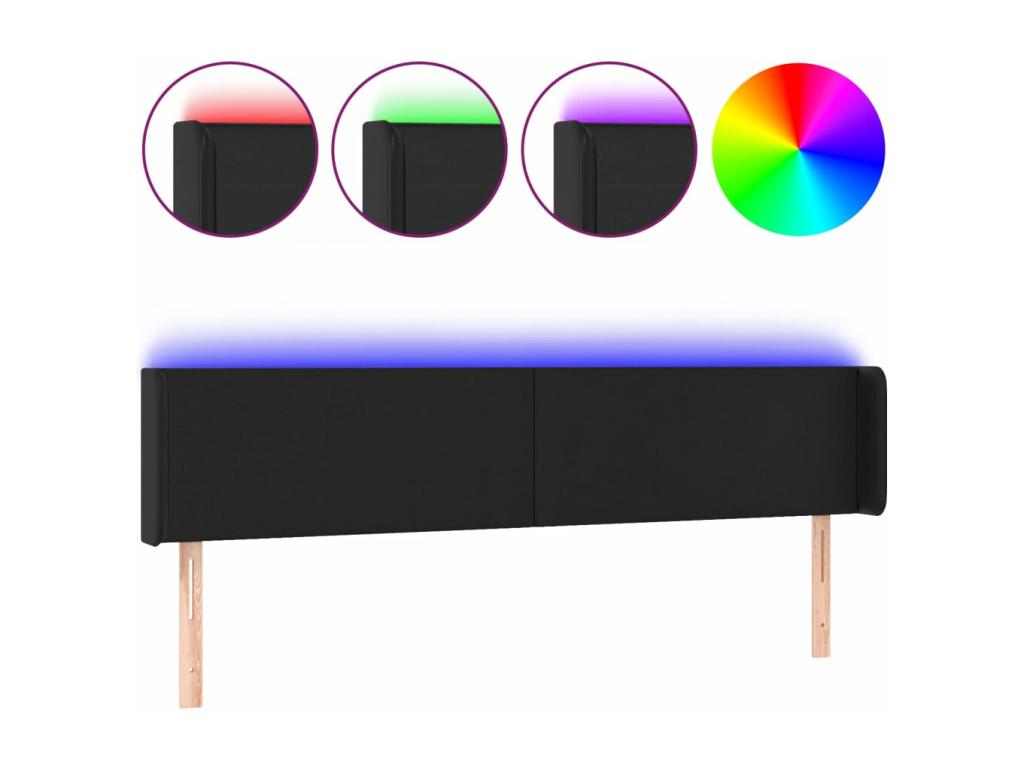 Black LED Headboard 163x16x78/88 cm Faux Leather 23319IMZD
