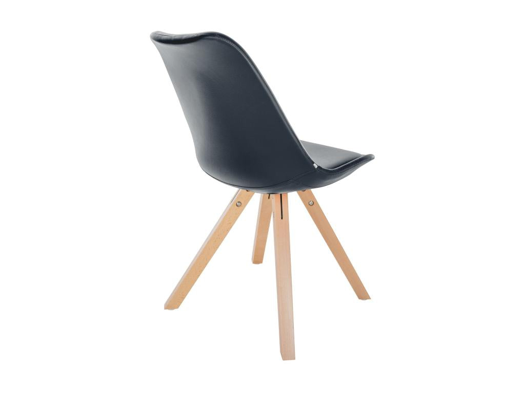 Set of 4 dining chairs - Faux leather / Wood - Black - Sunmeub 00716KZCX