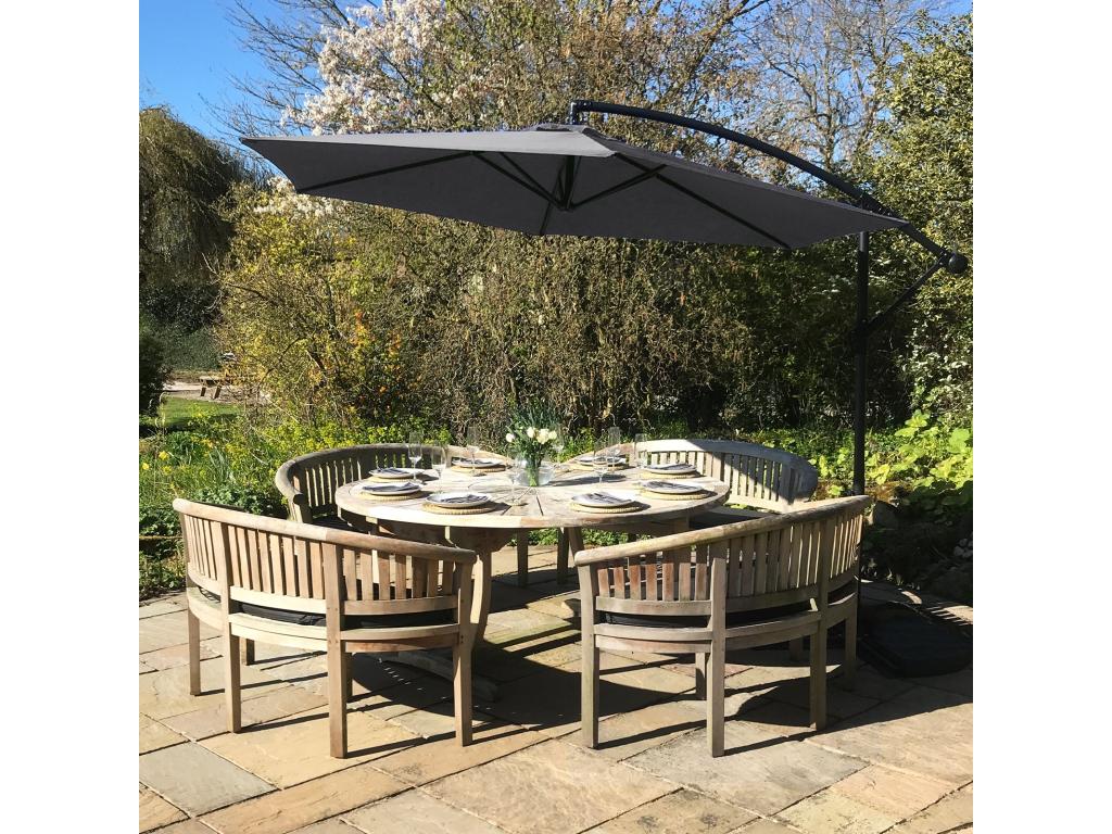 Gray Cantilever Parasol 3m x 3m x 2.5m 36987BRCS
