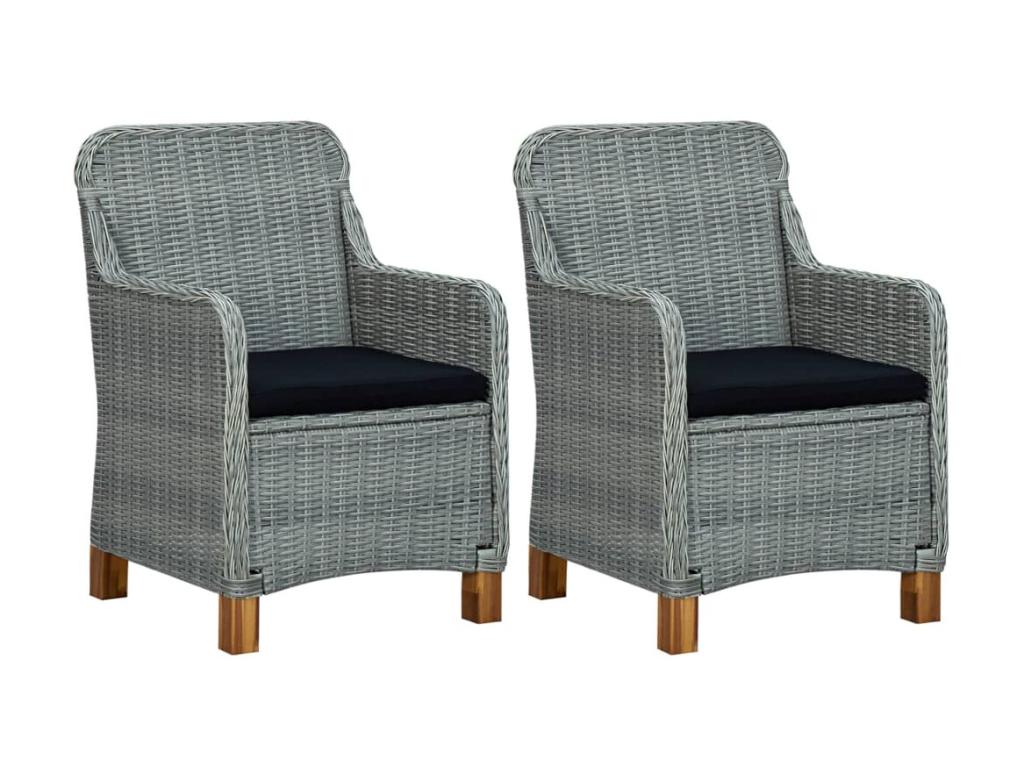 Garden chairs with cushions, 2 pcs, woven resin, light grey, 2 43703HQER