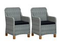 Garden chairs with cushions, 2 pcs, woven resin, light grey, 2 43703HQER