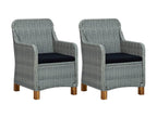 Garden chairs with cushions, 2 pcs, woven resin, light grey, 2 43703HQER