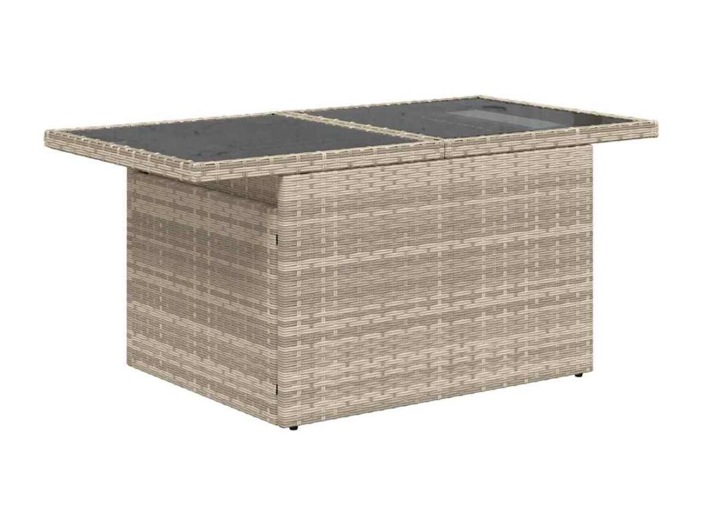 11-piece garden furniture set with light grey cushions, woven resin 98186KEWR