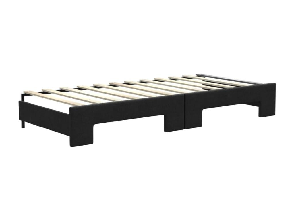 Daybed with pull-out bed and black mattress 80x200 cm fabric 11641TBRN
