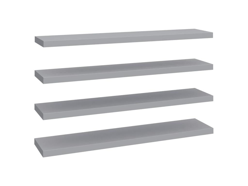 Floating wall shelves, 4 pcs, Grey, 120x23.5x3.8 cm, MDF, 36636IAJQ