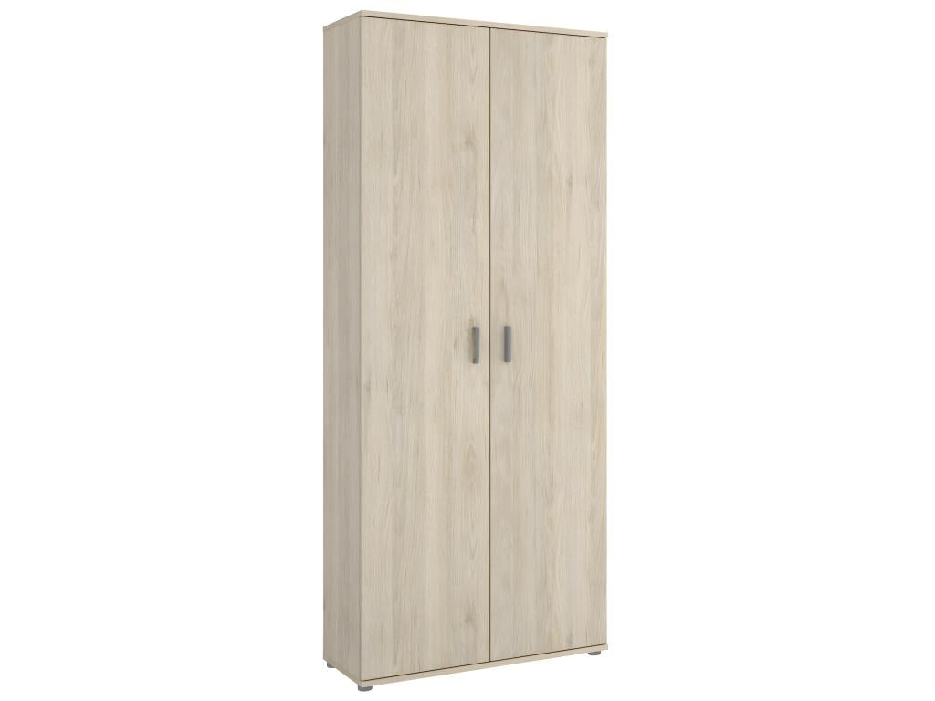 Wardrobe made of melamine-coated particleboard in natural oak finish - Length 77.4 x Depth 35.3 x Height 190.2 cm 34390FMSB