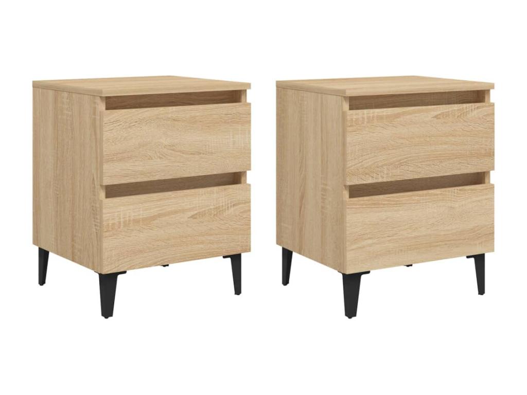Sunmeub 2-piece oak bedside tables, 40x35x50 cm, engineered wood, 96294IMJT
