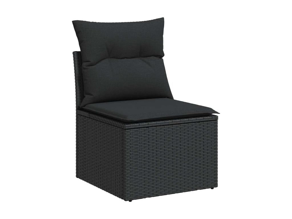 7-piece garden furniture set with cushions, black resin wicker, 87527TQNW
