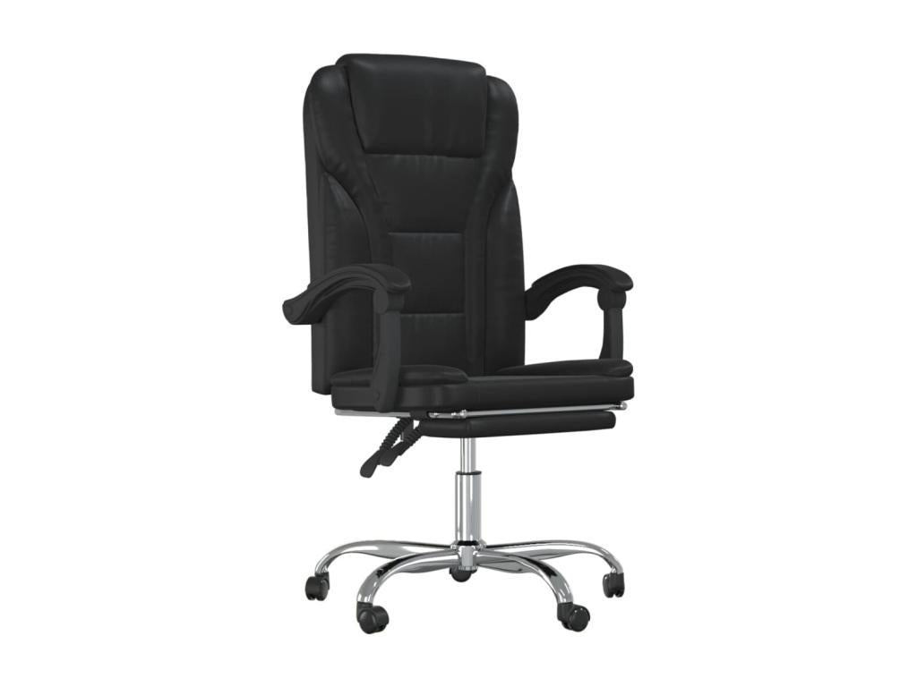 Black Faux Leather Reclining Office Chair 55680FCUM