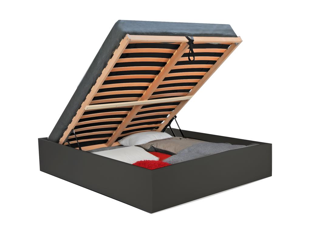 Homeboisstore 140x190 cm storage bed with slatted base / Black 42069DZJH
