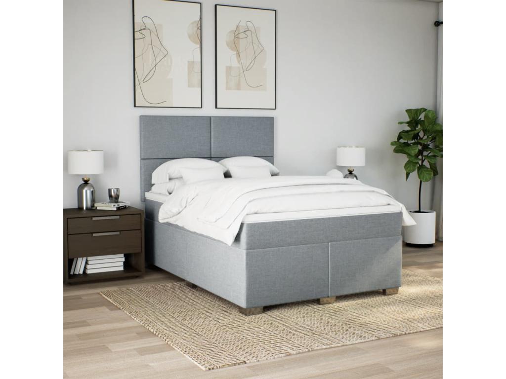 Sunmeub bed base with mattress, light grey, 140x200cm, fabric, 63012QWPT