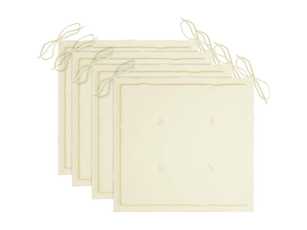 Garden chairs and cream cushions, set of 4, solid teak wood, 90868GWRA