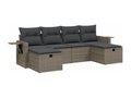 6-piece garden furniture set with grey resin wicker cushions 14581YWYQ