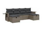 6-piece garden furniture set with grey resin wicker cushions 14581YWYQ