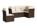 5-piece garden furniture set with cushions, brown woven resin, 20679KOPD