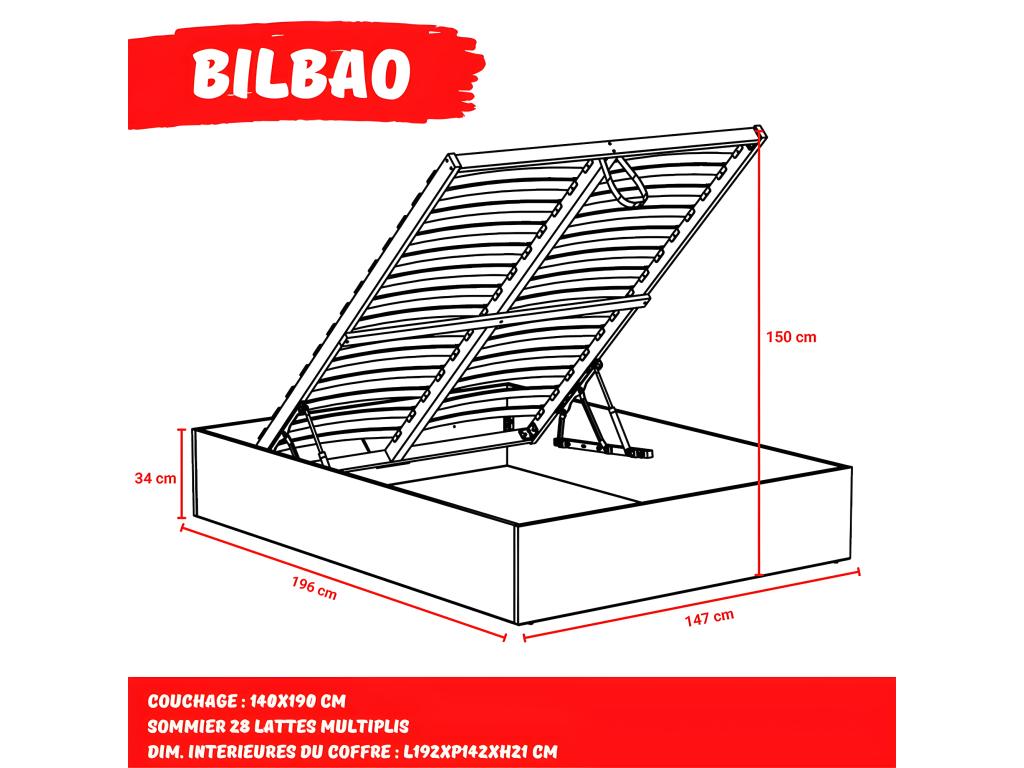 Homeboisstore 140x190 cm storage bed with slatted base / Black 42069DZJH