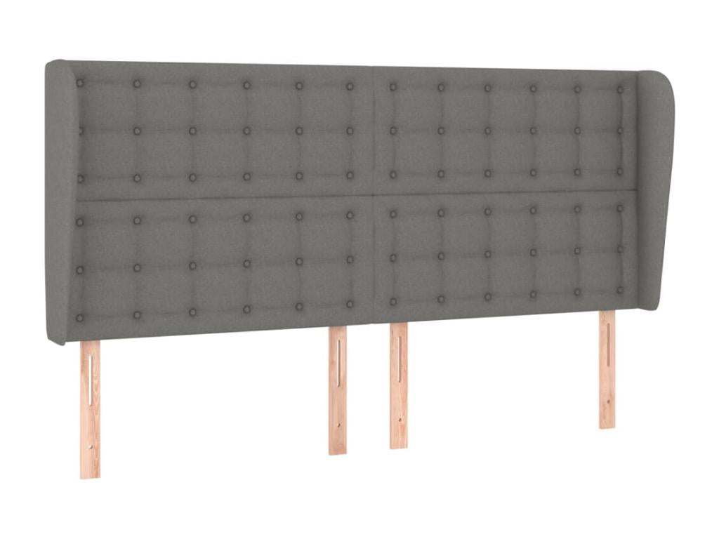Headboard with wings, Dark Grey, 183x23x118-128 cm, Fabric, 74964JZPD