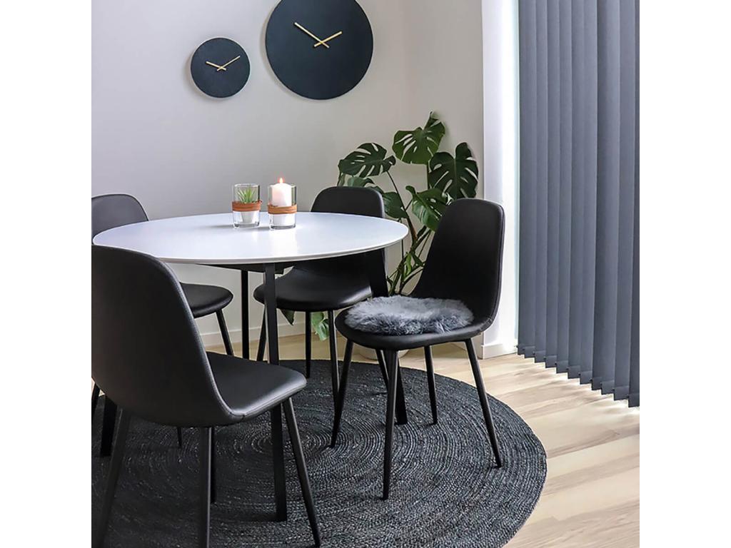 Sunmeub - Set of 2 Black Faux Leather Chairs with Black Steel Legs 21332XCTO