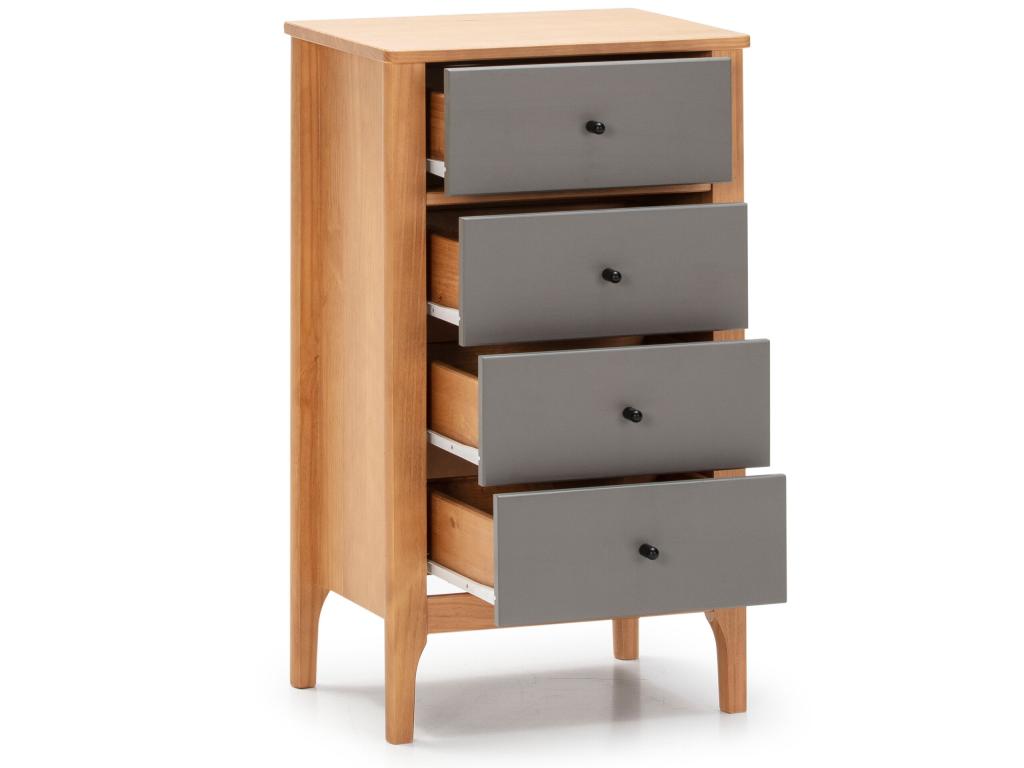 Sunmeub Night Chest of Drawers with 4 Drawers, Oak/Grey, 46 cm Length, 87067DHNA