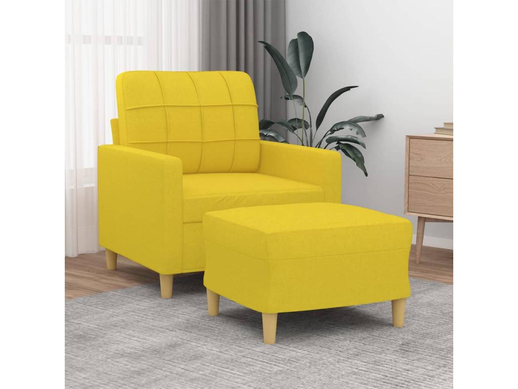 Armchair with footrest, light yellow, 60 cm, fabric, 95262FGZP