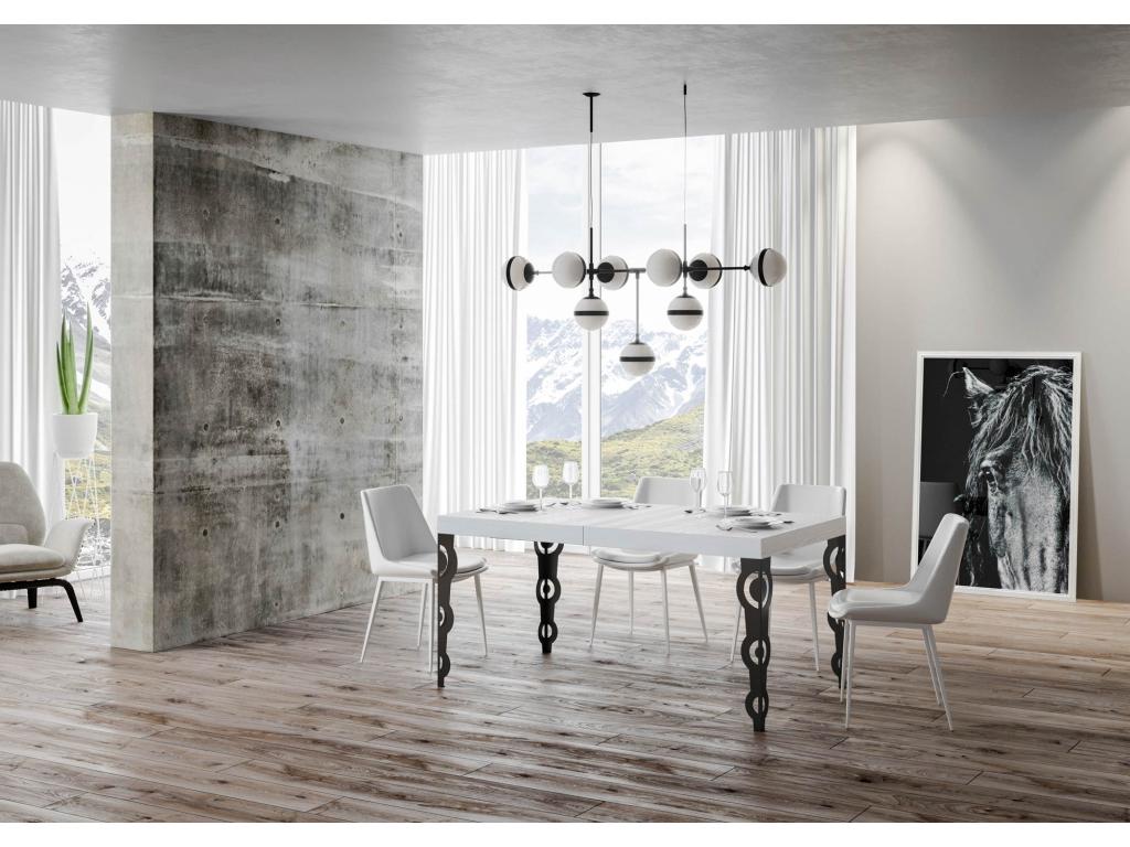 Karamay Premium Extendable Table 90x140/244 cm White Ash Anthracite Frame 69282MTYB