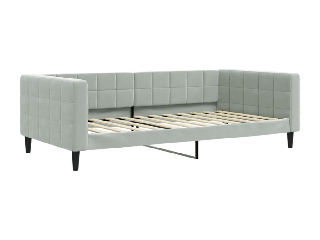 Light grey daybed 100x200 cm velvet 98119XSRG