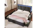 Bed with adjustable headboard - 160x200 cm - 4 drawers - LEDs - Sunmeub slatted base - grey color 66368IBAL