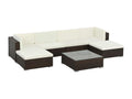 7-piece garden furniture set with cushions, brown wicker resin, 29881SFSQ