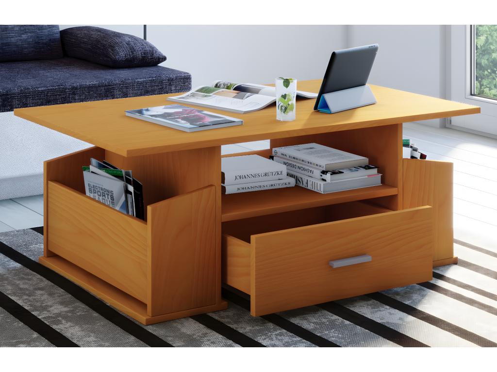 Sunmeub Wooden Side Table, Coffee Table, Living Room Table, Drawer, Beech 37918XEBZ