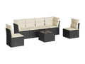 7-piece garden furniture set with cushions, black woven resin 88035IARV