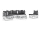 6-piece garden furniture set with cushions, white steel, 48330SNIK