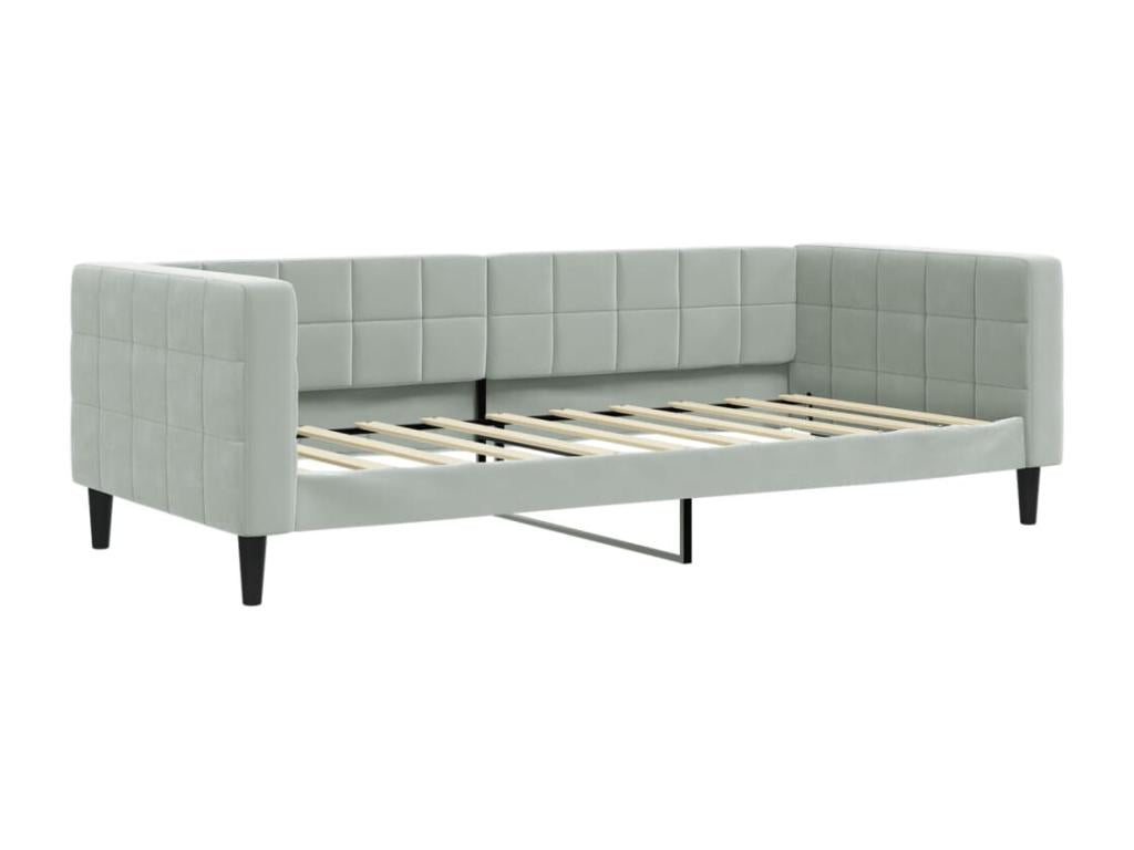 Light grey daybed 90x190 cm velvet 60508VNDT