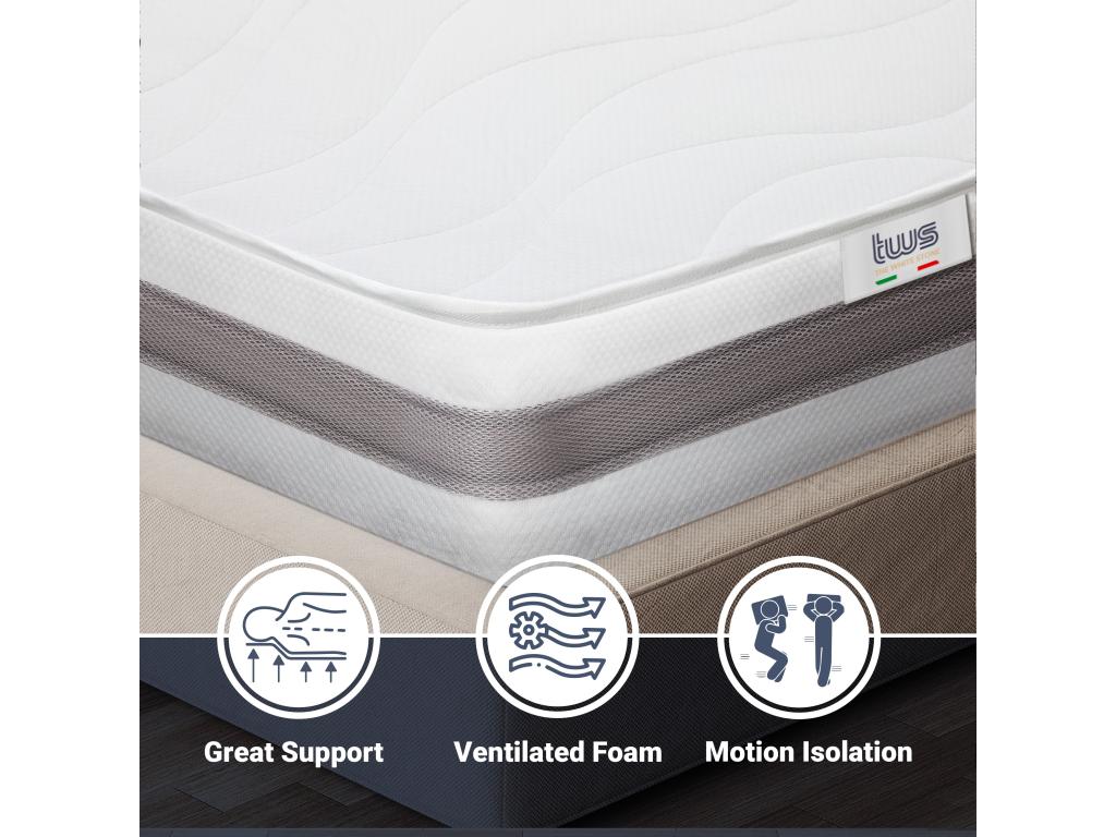 Homeboisstore Double Mattress, Size 210x210, with Orthopedic Memory Foam - Height 20 cm - Made in Italy 49777KTKU