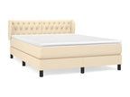 Upholstered bed base with mattress, Cream, 140x190 cm, Fabric, 28420LHWA