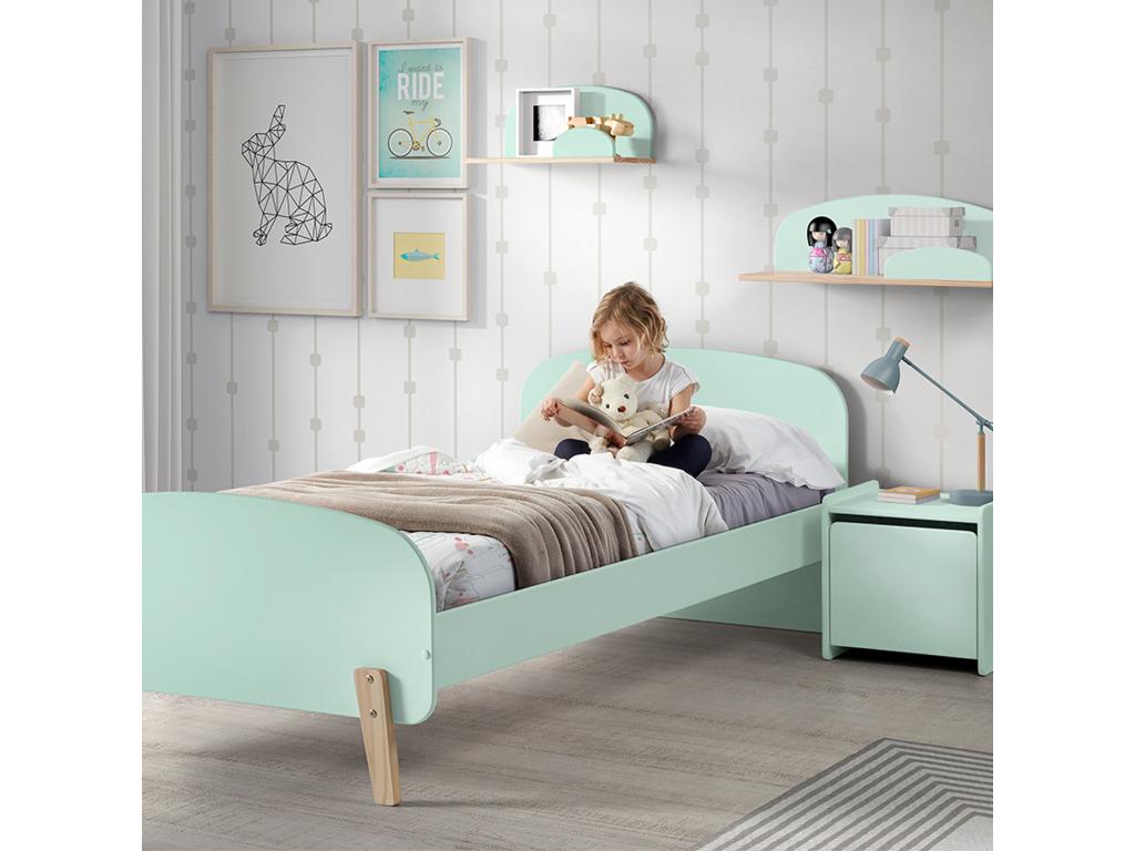 Children's bed 90x200 mint green with slatted base 35807FRPJ